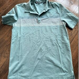 mens travis mathew chest stripe polo- green- M
